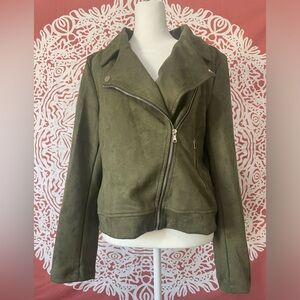 Womens Faux Suede Fall Winter Casual Zipper Cropped Coat Bomber Jacket